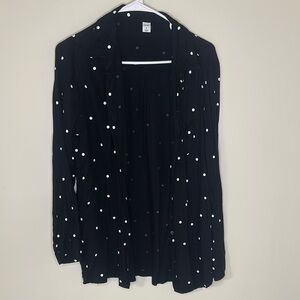 Old Navy Black and White Polka Dot Button Down Shirt